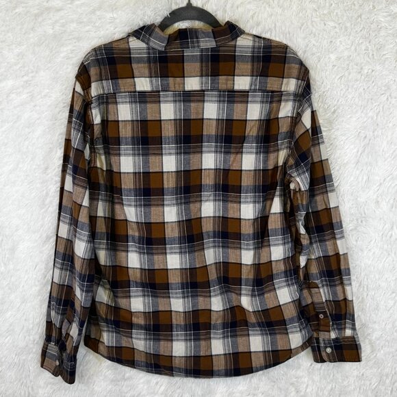 Wrangler Flex For Comfort Flannel Shirt Plaid Gold Black Sz L - Picture 7 of 9